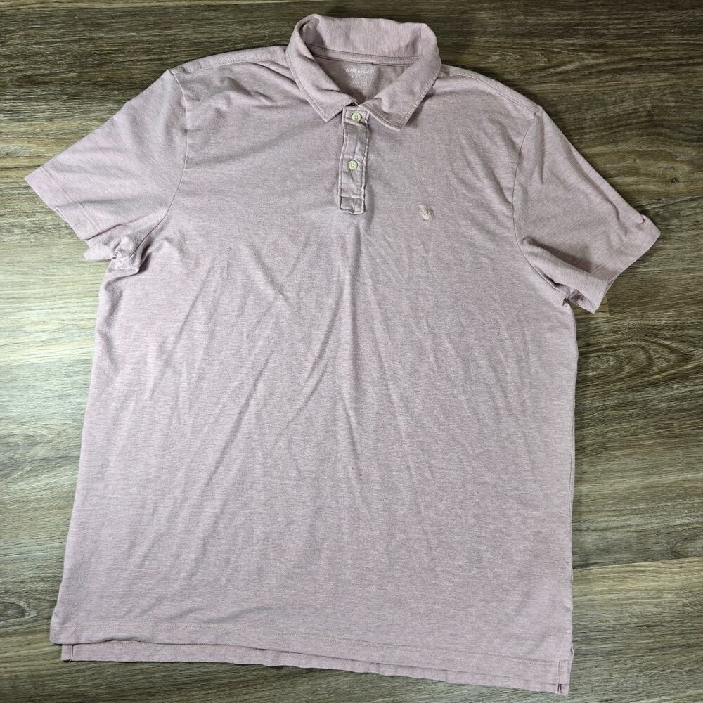 American Eagle Polo Shirt Mens XL Pink Standard Fit Super Soft Cotton Blend AEO